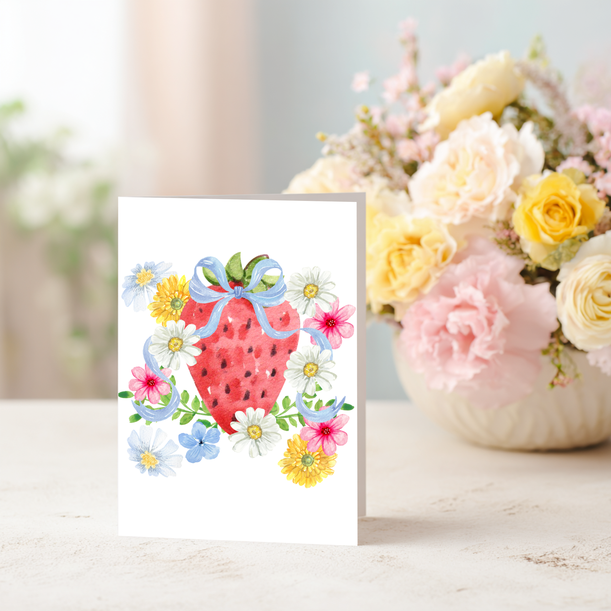 Spring Greeting Card – Watercolor Floral Design Blank Inside by The Saltwater Press