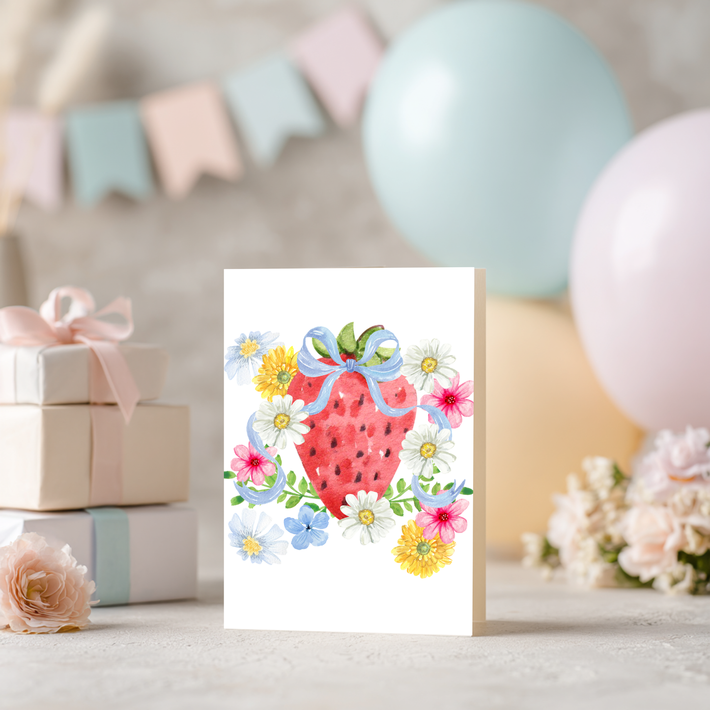 Spring Greeting Card – Watercolor Floral Design Blank Inside by The Saltwater Press