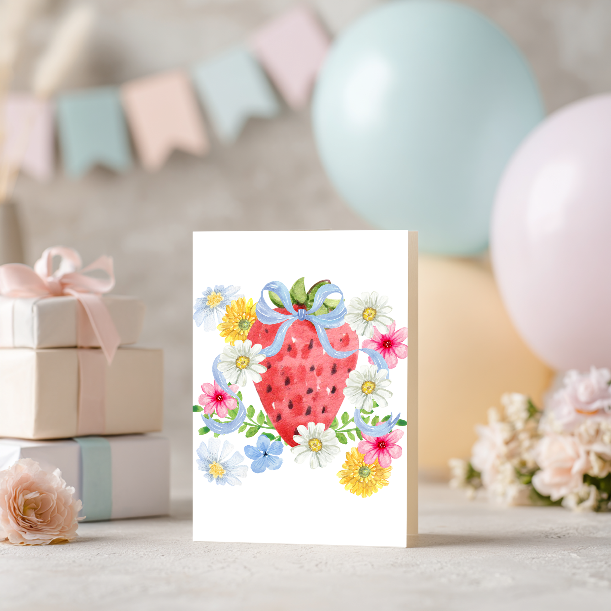 Spring Greeting Card – Watercolor Floral Design Blank Inside by The Saltwater Press