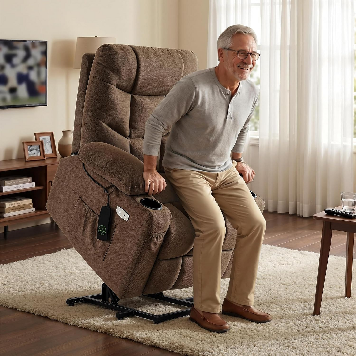 Power Lift Recliner Chair with 140° Recline, USB-C Charging & Cup Holders