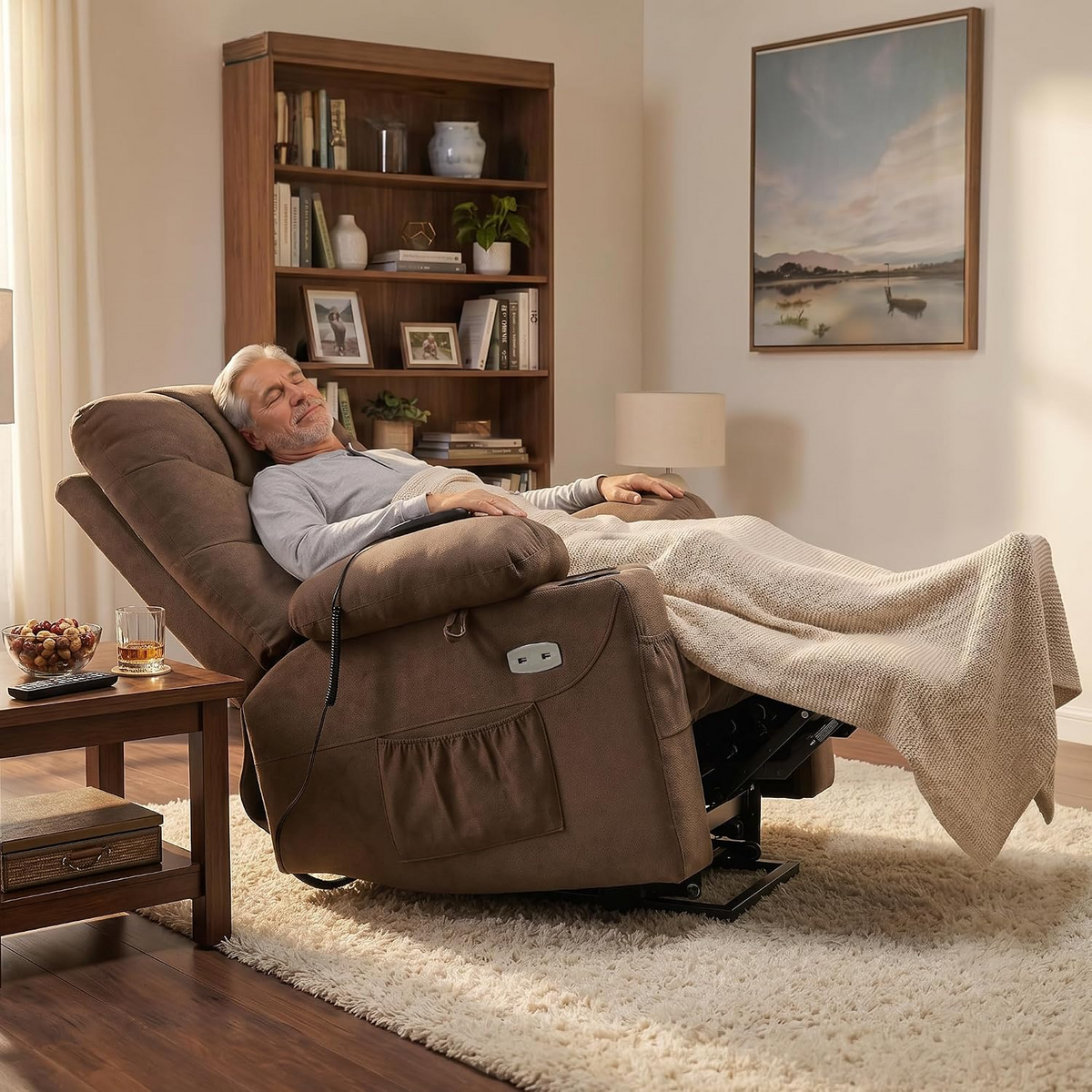 Power Lift Recliner Chair with 140° Recline, USB-C Charging & Cup Holders