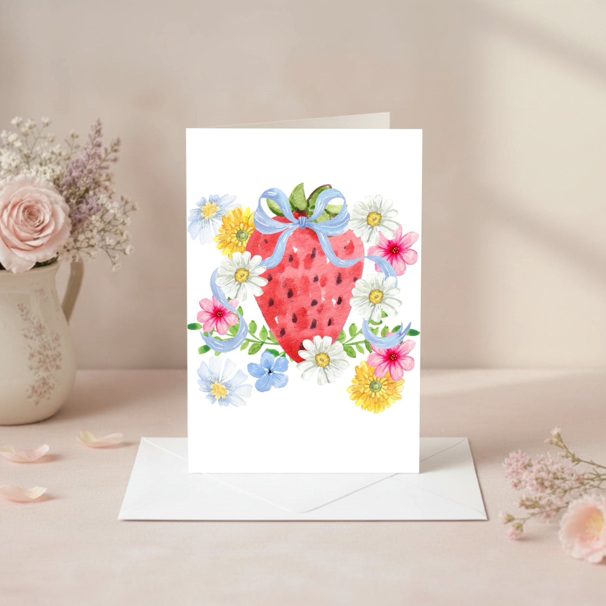 Spring Greeting Card – Watercolor Floral Design Blank Inside by The Saltwater Press