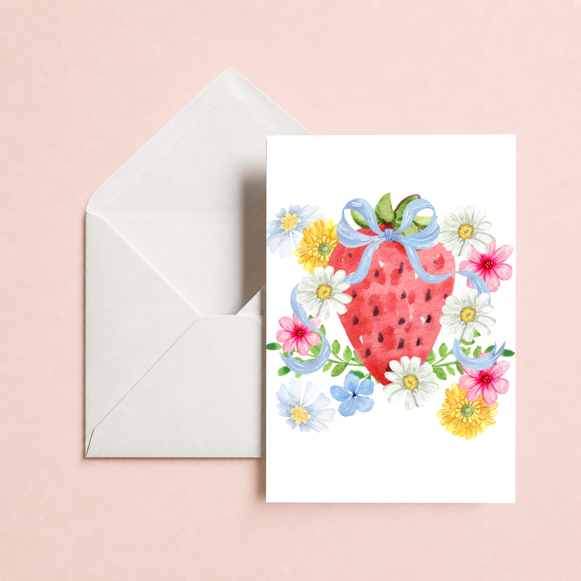 Spring Greeting Card – Watercolor Floral Design Blank Inside by The Saltwater Press