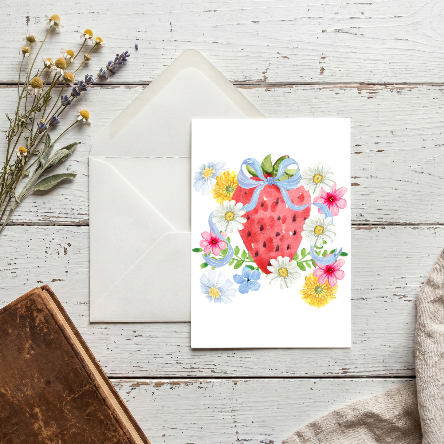 Spring Greeting Card – Watercolor Floral Design Blank Inside by The Saltwater Press