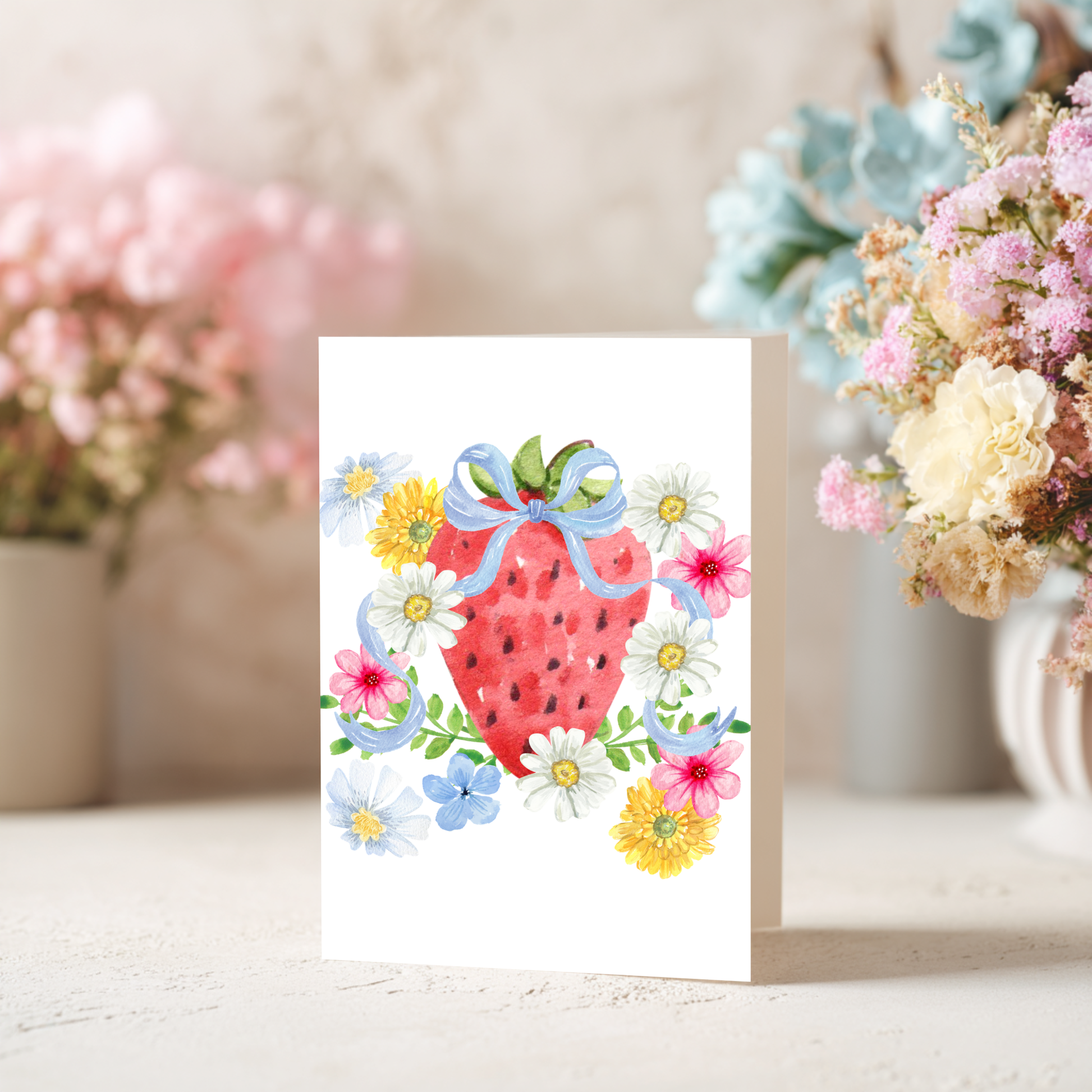 Spring Greeting Card – Watercolor Floral Design Blank Inside by The Saltwater Press