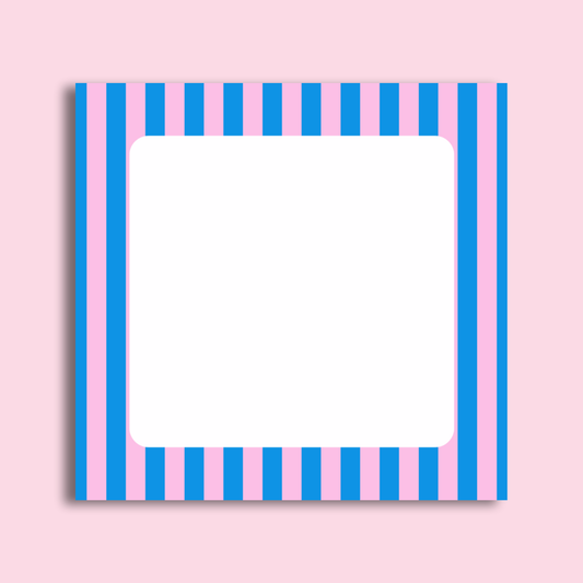 Striped Sticky Note Pad Pink and Blue by The Saltwater Press