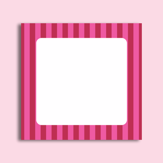 Striped Sticky Note Pad Pink and Red by The Saltwater Press