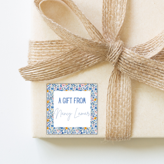 Square Blue Floral Gift Tags by The Saltwater Press