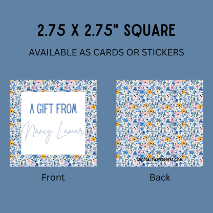 Square Blue Floral Gift Tags by The Saltwater Press