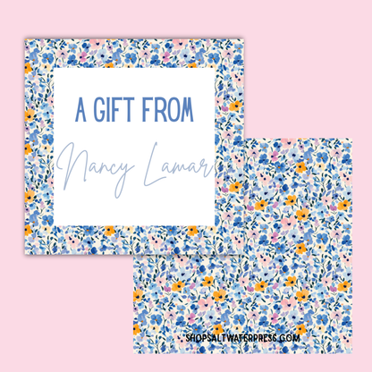 Square Blue Floral Gift Tags by The Saltwater Press