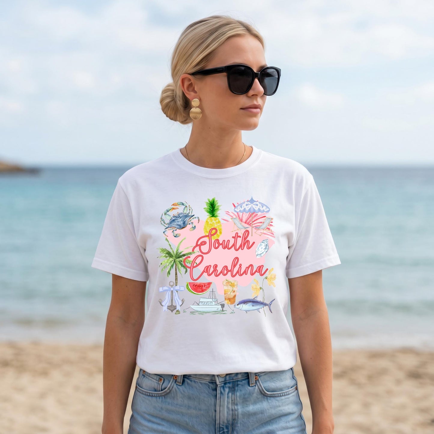 South Carolina Shirt – Tropical Beach Vacation Souvenir Coastal Tee by The Saltwater Press