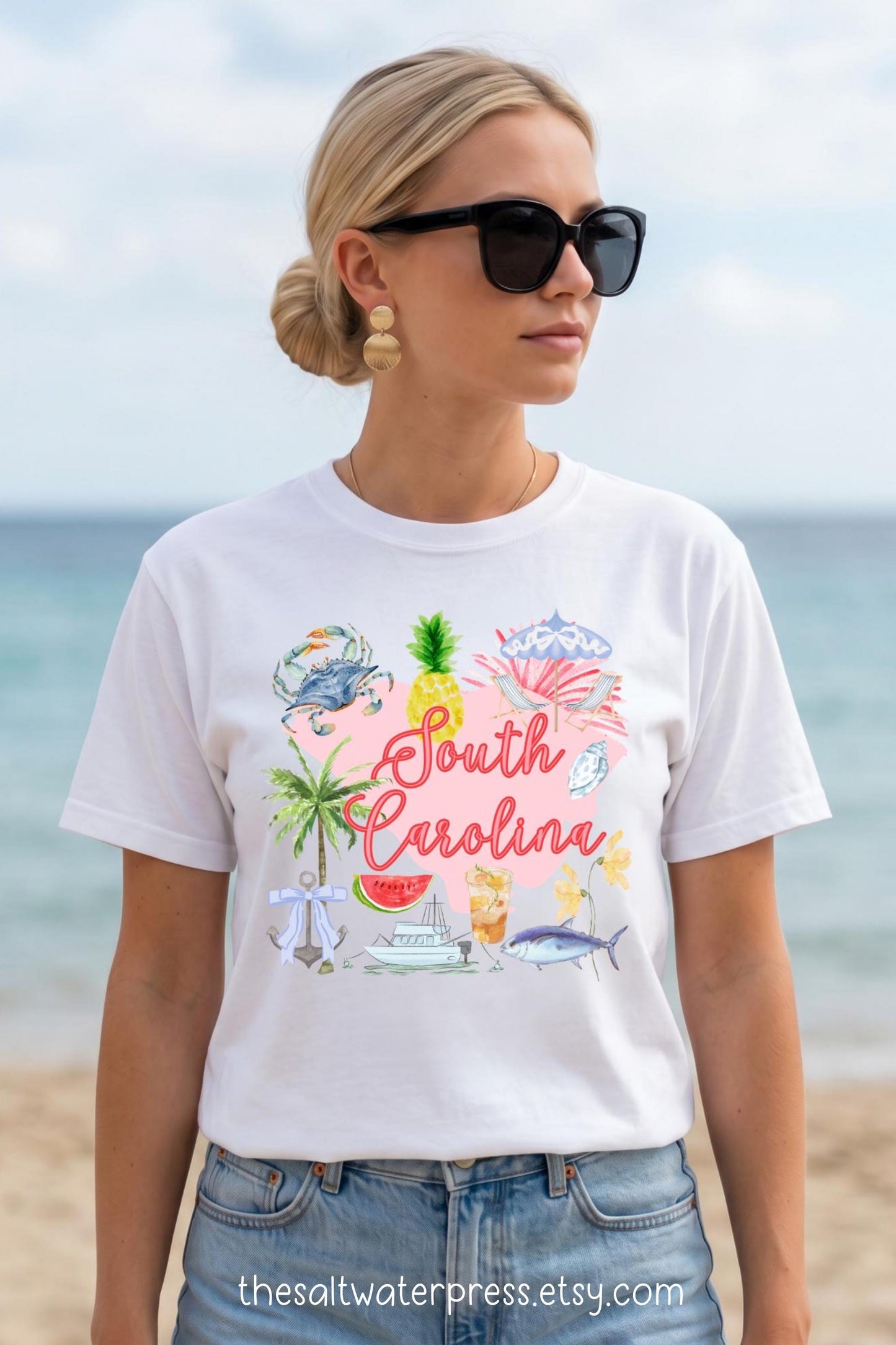 South Carolina Shirt – Tropical Beach Vacation Souvenir Coastal Tee by The Saltwater Press