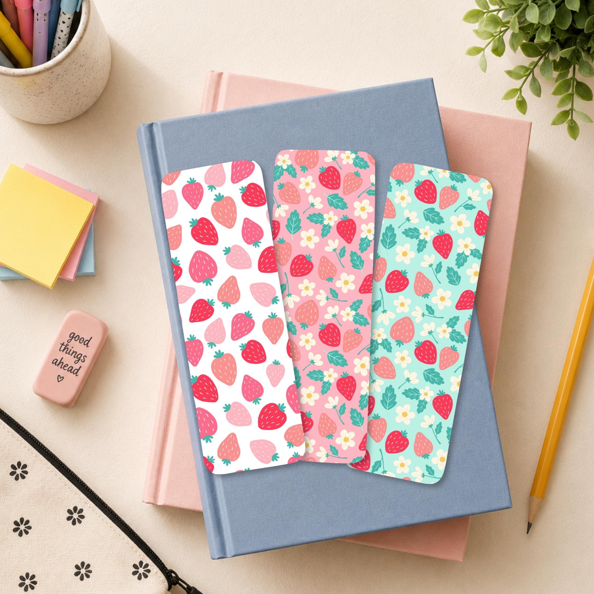 Strawberry Bookmark Set - Cute Reading Gift by The Saltwater Press